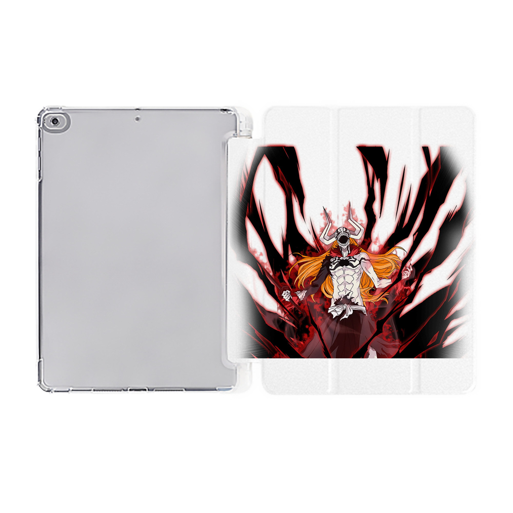 （画像用） ブリーチ 黒崎一護（くろさき いちご）BLEACH Kurosaki Ichigo IPad ケース ペン収納付き 三つ折りスタンド PUレザー×シリコン 対応機種9.5/10.5/10.9インチ
